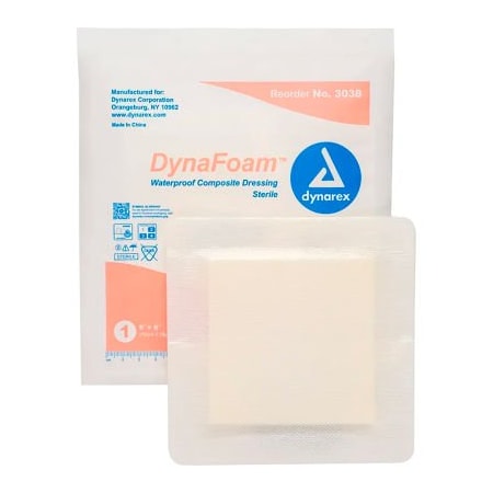 Dynarex Dynarex DynaFoam Waterproof Bordered Foam Dressing, 6inL x 6inW, 120 Pcs 3038